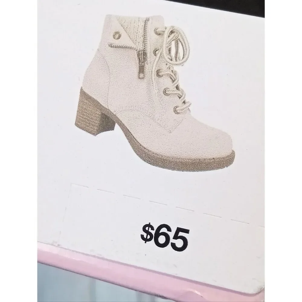 (W-4717) Pop Little & Big Kid Girls Venti Block Heel Lace Up Boots Sz 12